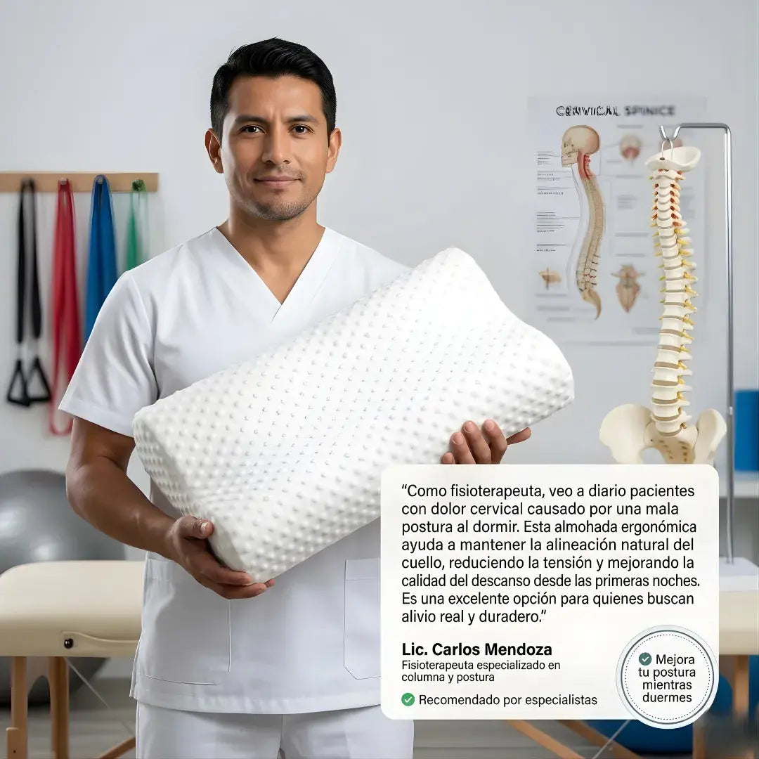 Almohada Memory Foam efecto nube - soporte cervical inteligente + anti-dolor -sueño reparador