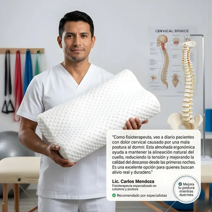 Almohada Memory Foam efecto nube - soporte cervical inteligente + anti-dolor -sueño reparador