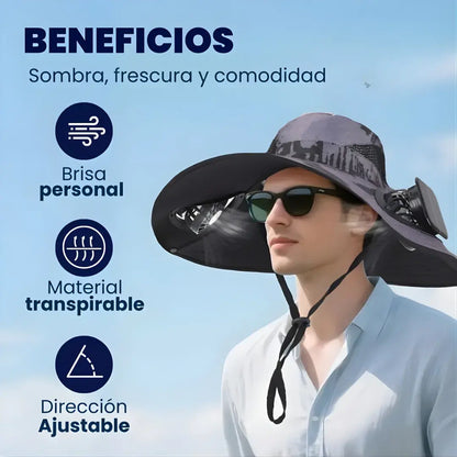 Sombrero Air Pro inteligente + carga solar + ventilación ajustable premium