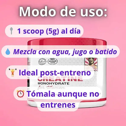 Creatina para Mujer 100% Pura | Certificado por la GMP de EE.UU