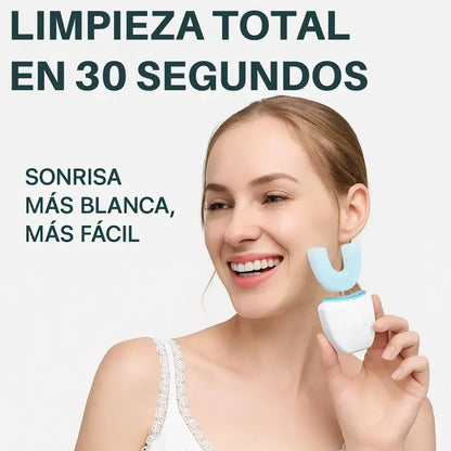 Cepillo ultrasónico automático 360° + diseño inteligente en U+ Base de carga+ 3 modos de limpieza