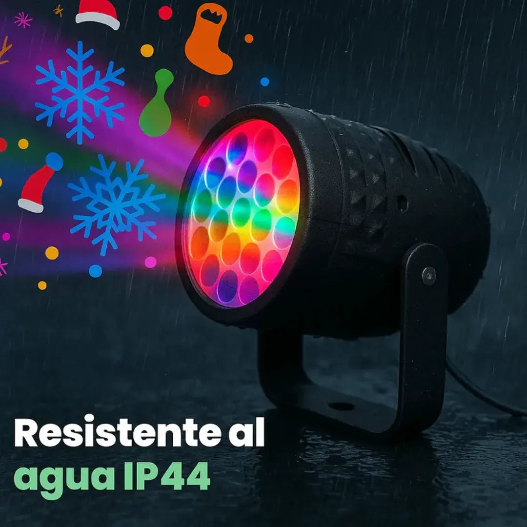 Proyector FestiLuz™ deluxe + 8 efectos 3D + iluminación extendida hasta 15m