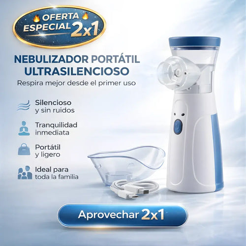 Nebulizador Portátil Ultrasónico Pro +  Kit Familiar + Recargable USB/Batería - Promo 2 x1