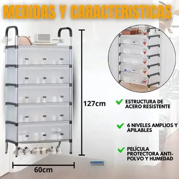 Organizador Premium 6 Niveles | Acero Reforzado + Antipolvo