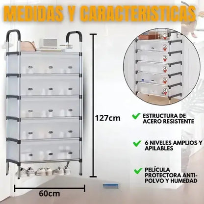 Organizador Premium 6 Niveles | Acero Reforzado + Antipolvo