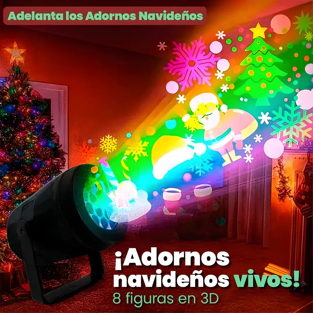 Proyector FestiLuz™ deluxe + 8 efectos 3D + iluminación extendida hasta 15m