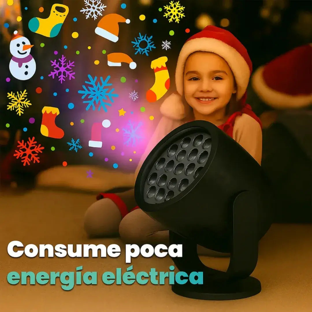 Proyector FestiLuz™ deluxe + 8 efectos 3D + iluminación extendida hasta 15m
