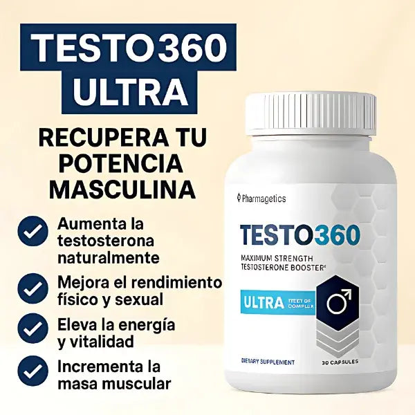 Testo 360 – Suplemento Premium para Hombres| Aumento de Testosterona