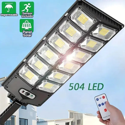 Lámpara Solar de Alta Potencia + Control Remoto + 3 modos + Sensor de Movimiento