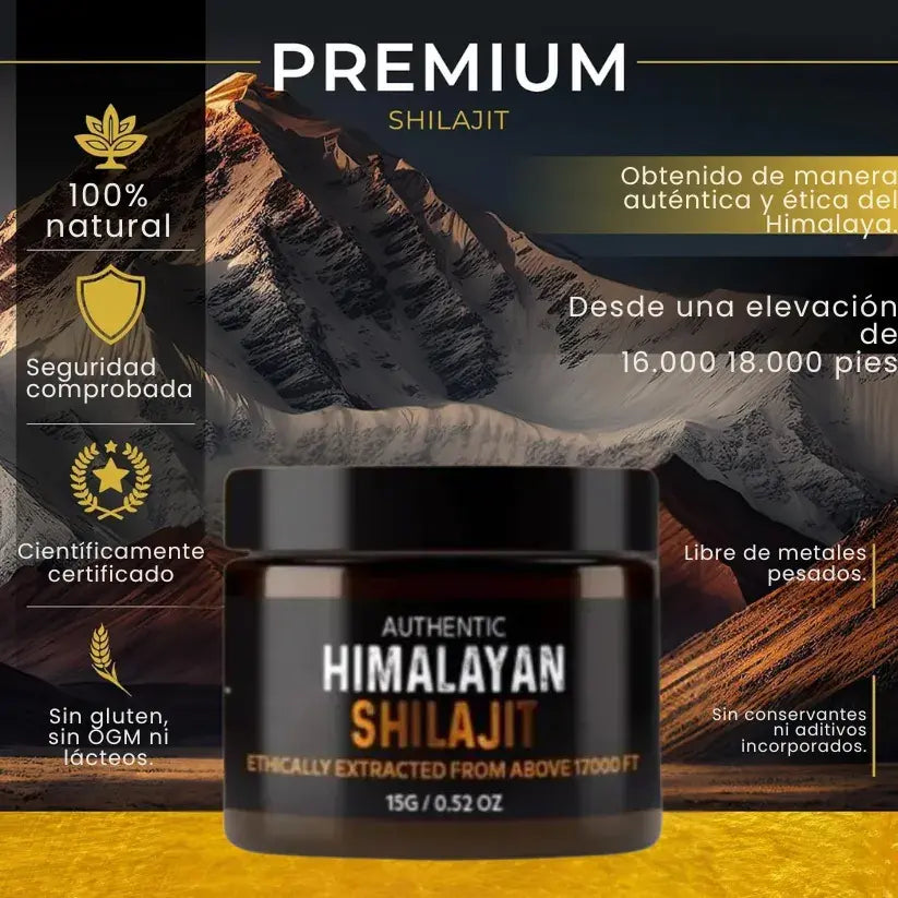 Shilajit Vitalis Original del Himalaya +85 Minerales | Energía y Rendimiento - X3