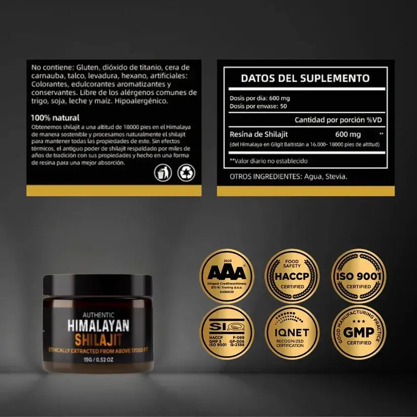 Shilajit Vitalis Original del Himalaya +85 Minerales | Energía y Rendimiento - X3