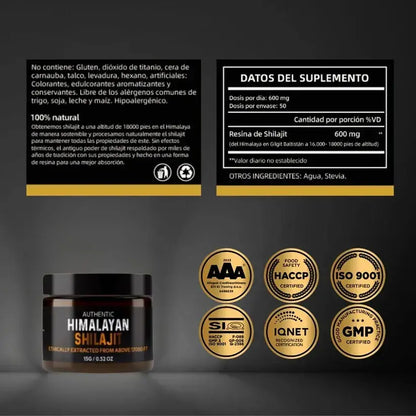 Shilajit Vitalis Original del Himalaya +85 Minerales | Energía y Rendimiento - X3