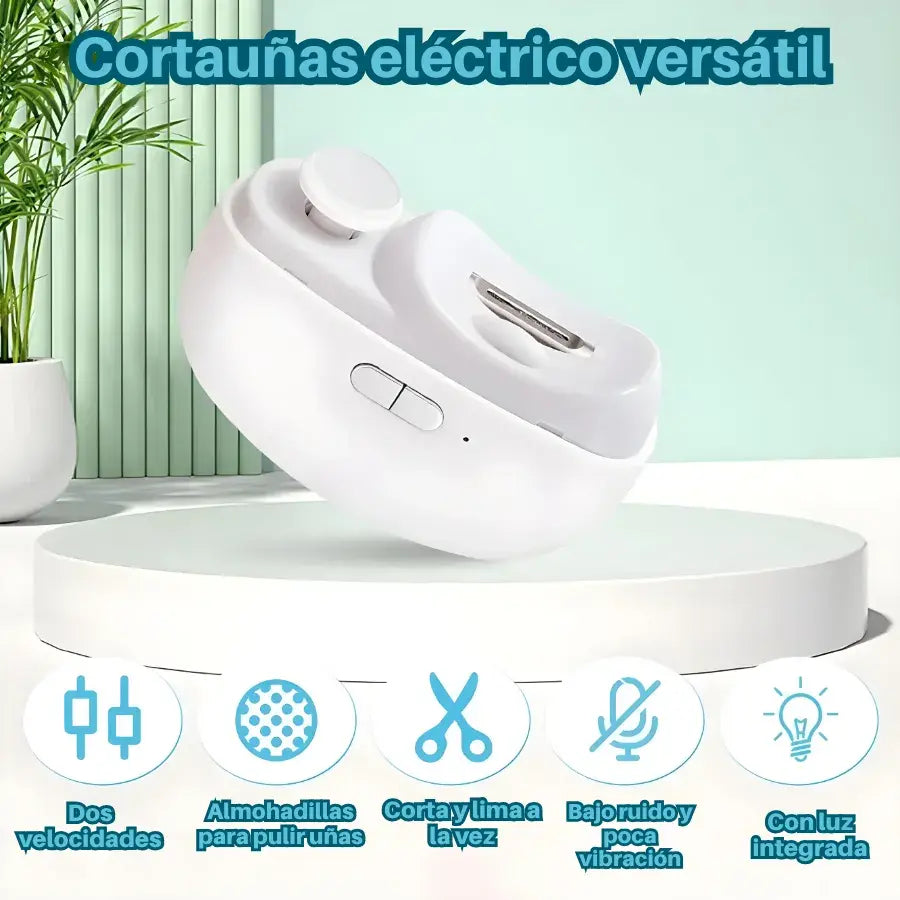 Cortauñas eléctrico premium 2 en 1+ Luz led+ Pulidor de uñas+ recolección higiénica