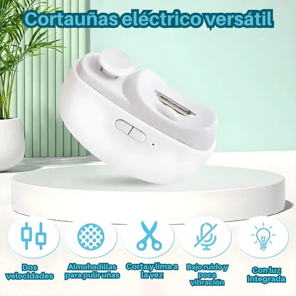 Cortauñas eléctrico premium 2 en 1+ Luz led+ Pulidor de uñas+ recolección higiénica