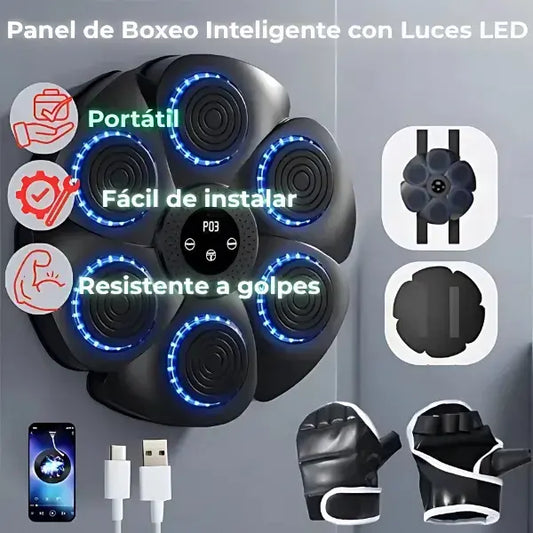 Panel Musical de Boxeo Profesional | 6 Puntos + Bluetooth + Guantes Gratis