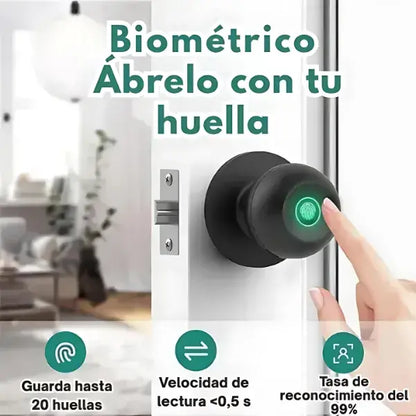 Cerradura biométrica 3 en 1 con desbloqueo rápido + control por app + llave mecánica