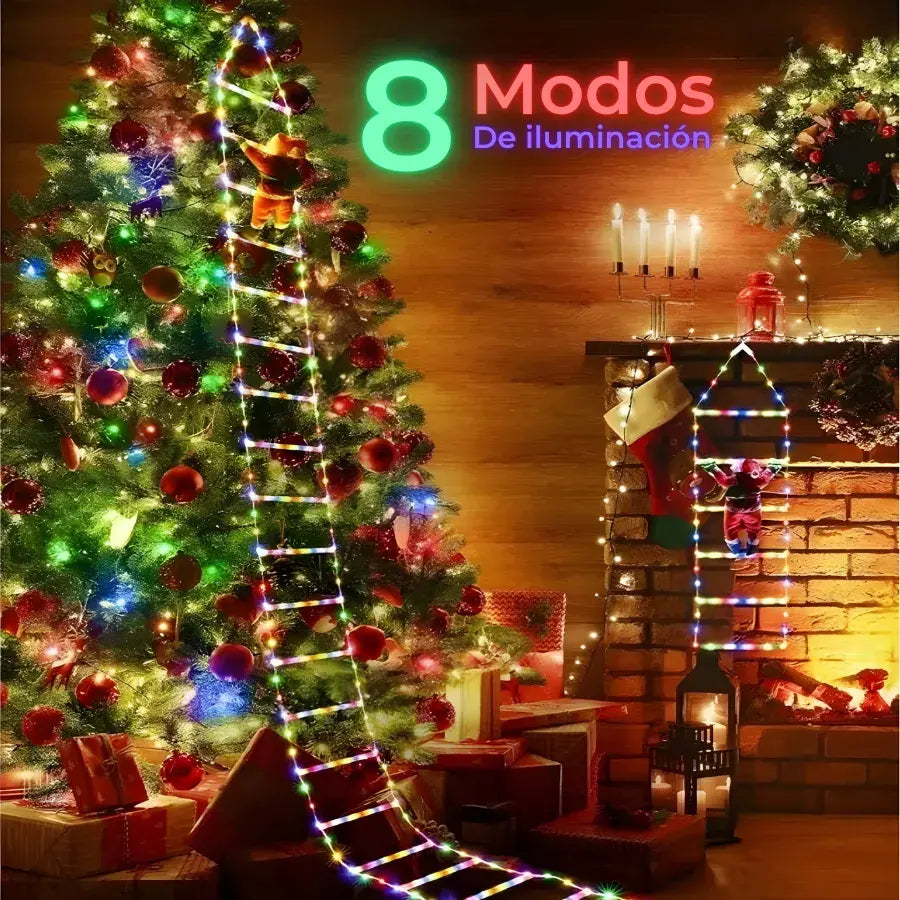 Santa trepador con luces LED + diseño artesanal premium + espíritu navideño brillante