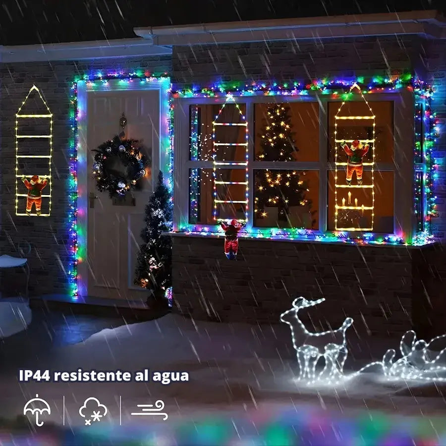 Santa trepador con luces LED + diseño artesanal premium + espíritu navideño brillante