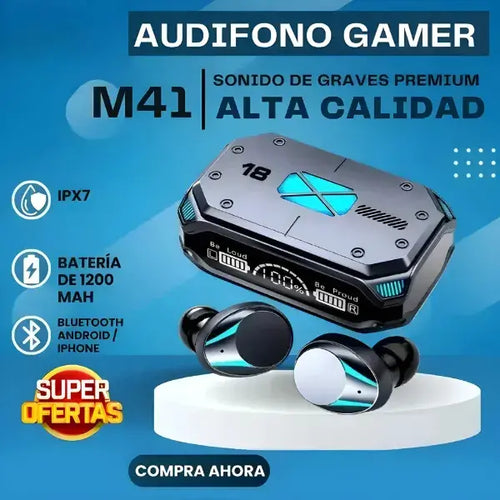 Auriculares Premium M41 -sonido 9D envolvente + estuche power bank + resistencia al agua