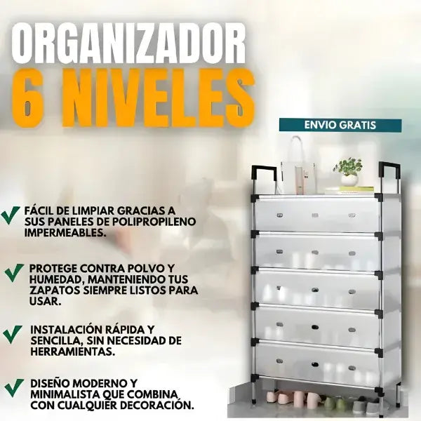 Organizador Premium 6 Niveles | Acero Reforzado + Antipolvo