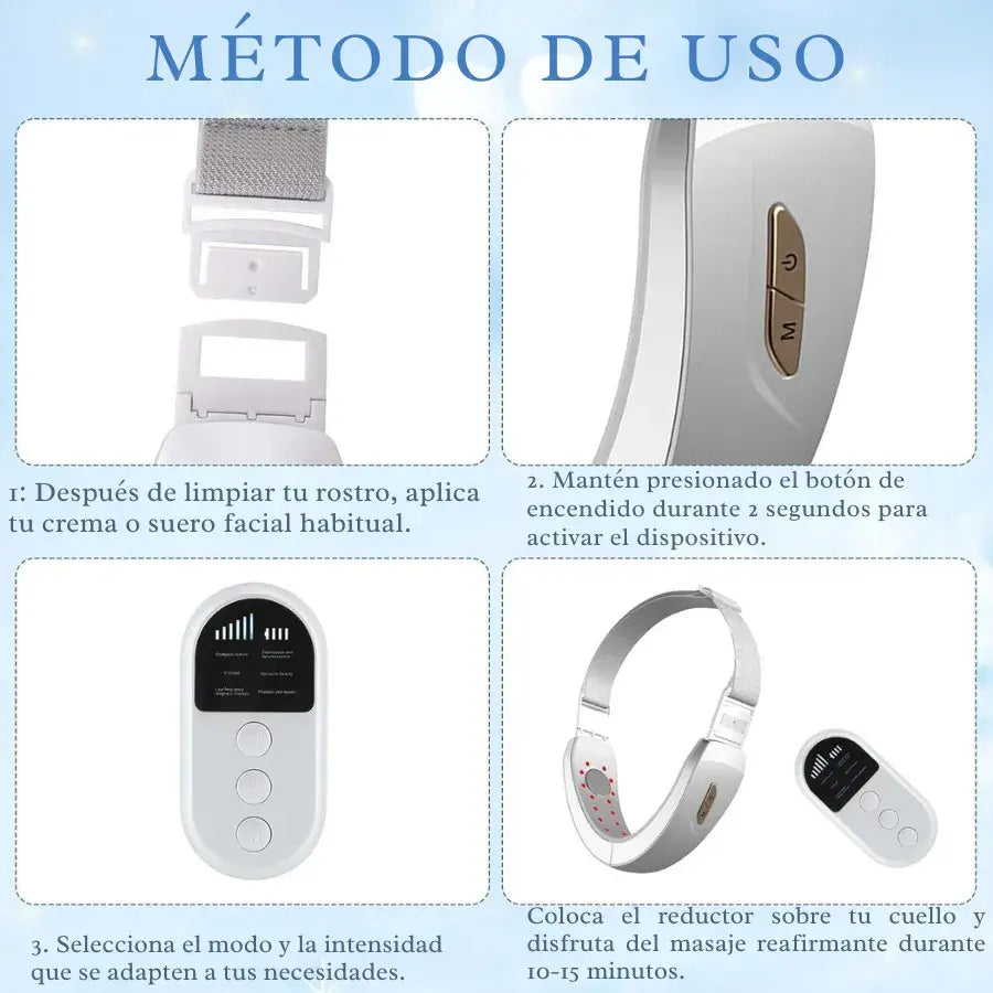 Masajeador Facial ERICAT™ con Microcorriente + Fototerapia LED + Control Remoto