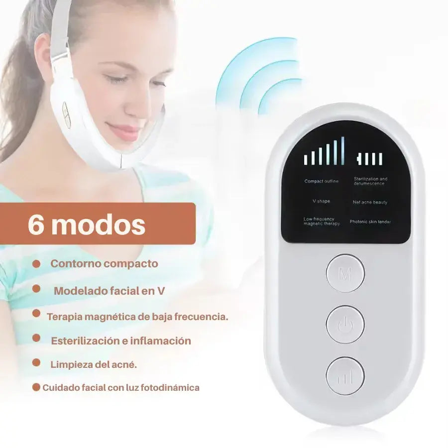 Masajeador Facial ERICAT™ con Microcorriente + Fototerapia LED + Control Remoto