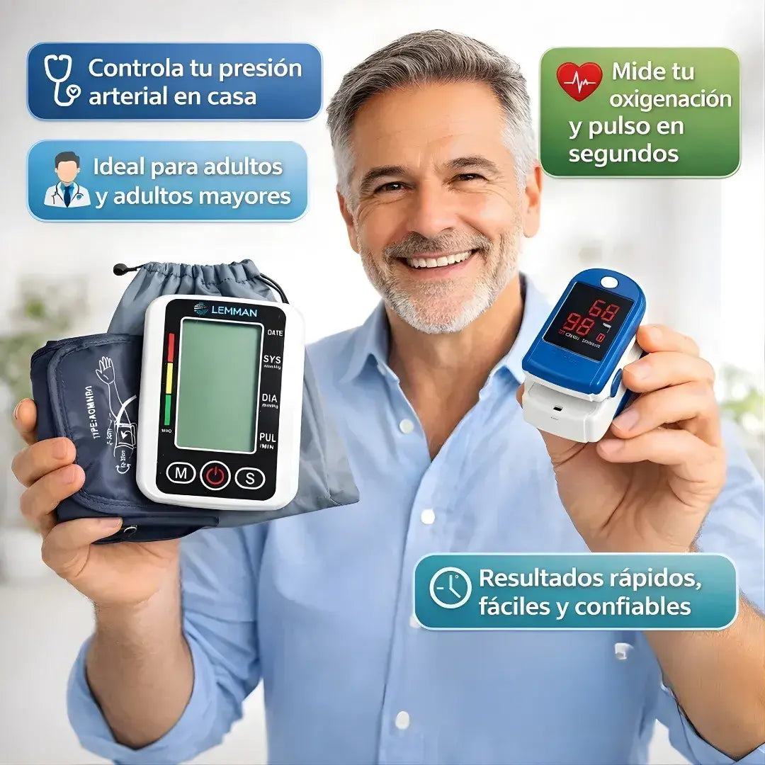 Combo salud inteligente + oxímetro digital + tensiómetro automático gratis