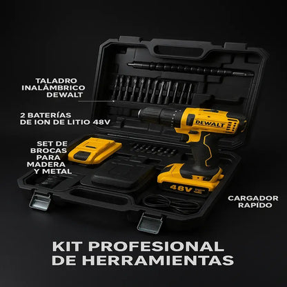 Taladro Dewalt profesional + Kit de accesorios+ maletín de alta durabilidad