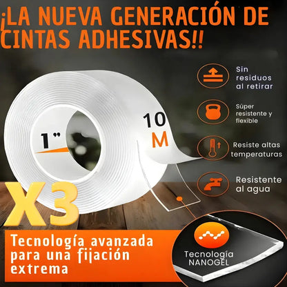Cinta de Gel UltraGrip™ + adhesión extrema + reutilizable y sin residuos - Promo 3 X 1