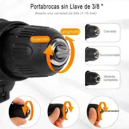 Taladro Dewalt profesional + Kit de accesorios+ maletín de alta durabilidad