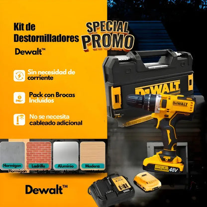 Taladro Dewalt profesional + Kit de accesorios+ maletín de alta durabilidad