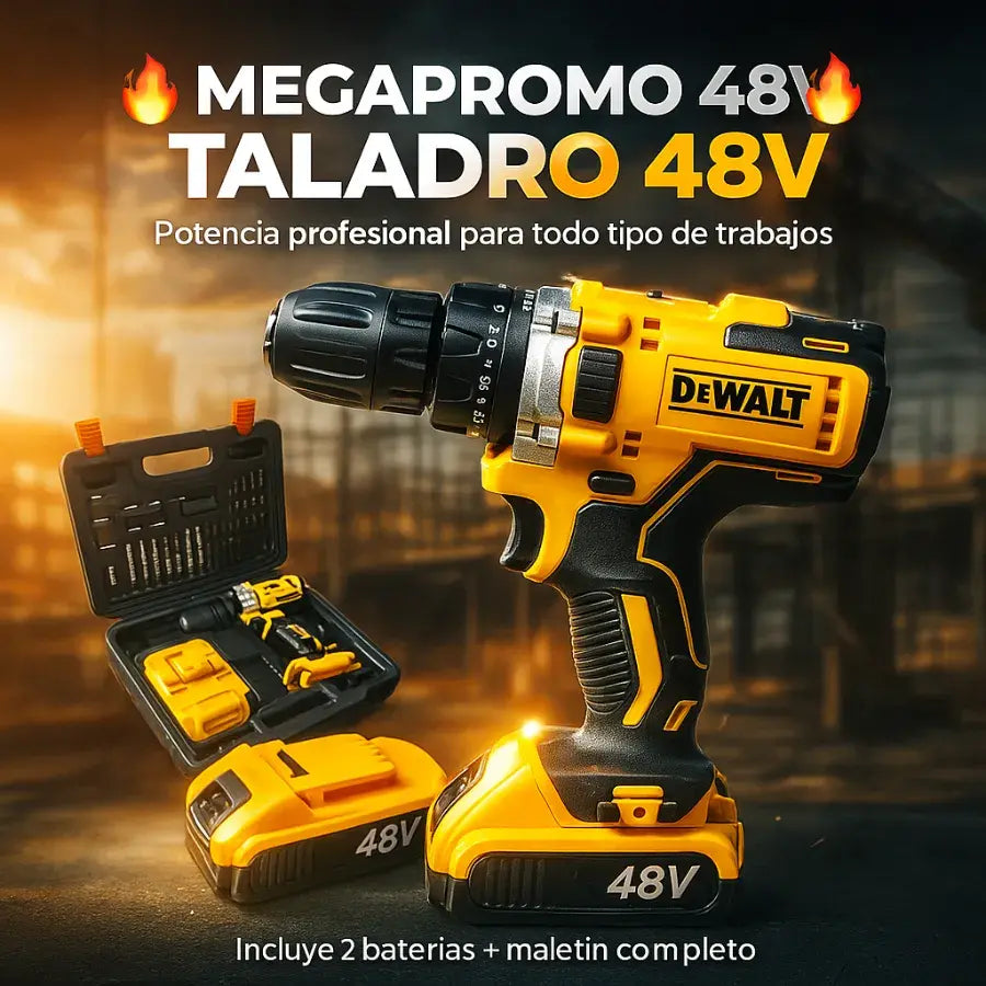 Taladro Dewalt profesional + Kit de accesorios+ maletín de alta durabilidad