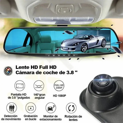 Dashcam retrovisor 12" 4K + cámara trasera Full HD+ visión nocturna