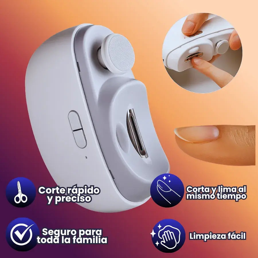 Cortauñas eléctrico premium 2 en 1+ Luz led+ Pulidor de uñas+ recolección higiénica