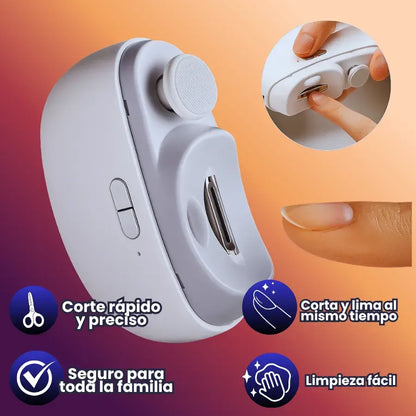 Cortauñas eléctrico premium 2 en 1+ Luz led+ Pulidor de uñas+ recolección higiénica