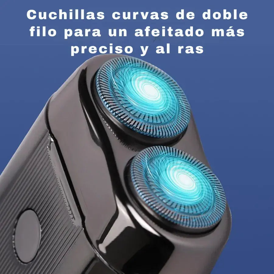 Afeitadora Compacta Premium + Acero Pulido + Recarga USB+Motor silencioso+ Pantalla LED