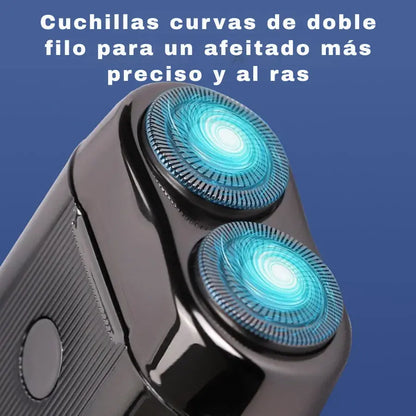 Afeitadora Compacta Premium + Acero Pulido + Recarga USB+Motor silencioso+ Pantalla LED