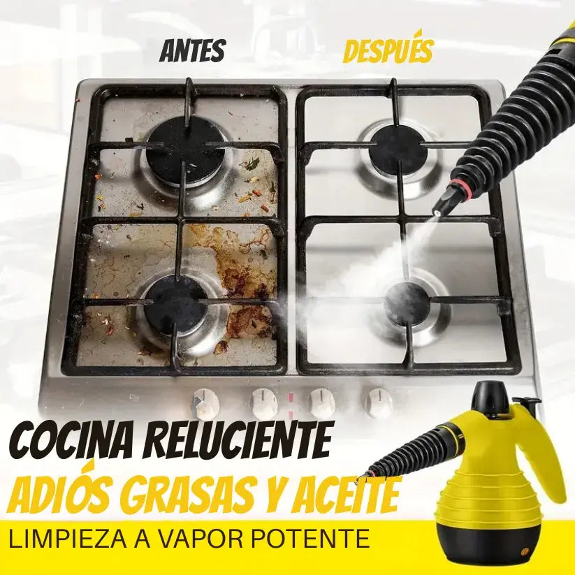 Limpiador a Vapor Profesional 1000W + 10 accesorios multifuncionales + Video de uso