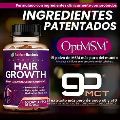 Hair Growth Advanced: Suplemento premium anticaída fórmula clínica con biotina y colágeno