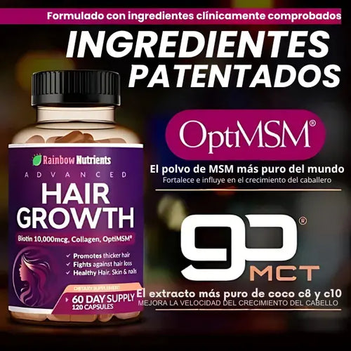 Hair Growth Advanced: Suplemento premium anticaída fórmula clínica con biotina y colágeno
