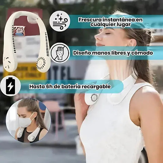 NekFan™ – Ventilador de Cuello Portátil + 3 Velocidades + Giro 360°