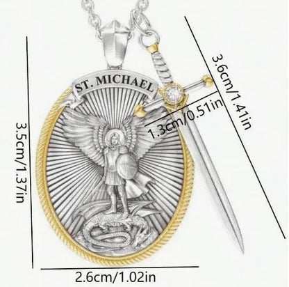 Collar San Miguel Arcángel en Acero 316L + Grabado de Lujo + Estuche Exclusivo