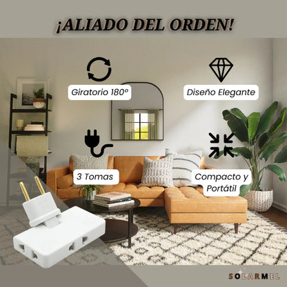 |¡Promo 3x1!| Lleva 3 Adaptadores 3 en 1 (giro 180°, triple salida, material ignífugo) ¡al precio de 2!