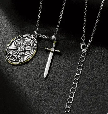 Collar San Miguel Arcángel en Acero 316L + Grabado de Lujo + Estuche Exclusivo