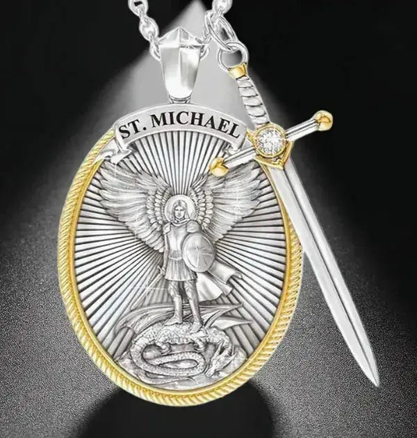 Collar San Miguel Arcángel en Acero 316L + Grabado de Lujo + Estuche Exclusivo
