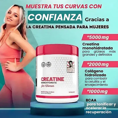 Creatina para Mujer 100% Pura | Certificado por la GMP de EE.UU