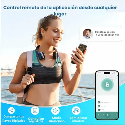 Cerradura Biométrica 4 en 1 con App + Alarma Inteligente + Acabado Premium