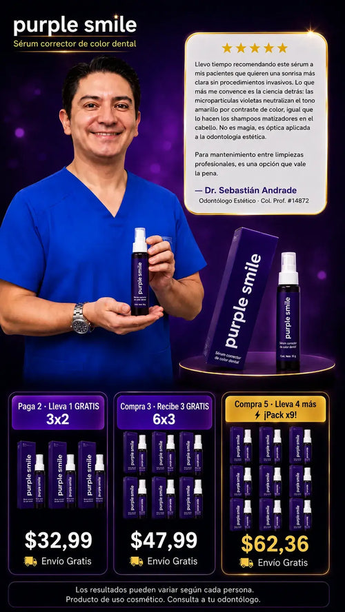 Corrector Dental Purple Serum 10 -Tecnología Cromática Blanquea, Protege y Refresca
