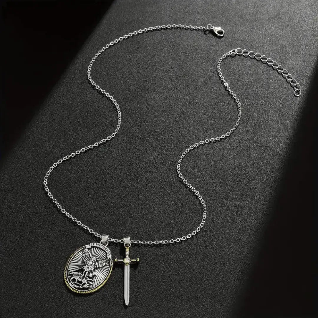 Collar San Miguel Arcángel en Acero 316L + Grabado de Lujo + Estuche Exclusivo