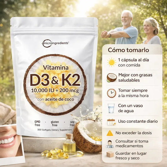Vitamina D3 + K2 fórmula avanzada + magnesio activador- Soporte óseo y energía